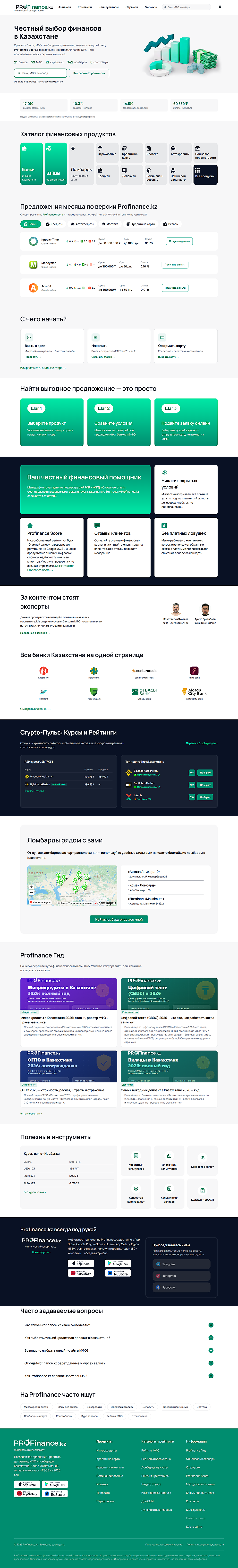 Десктопная версия сайта profinance.kz